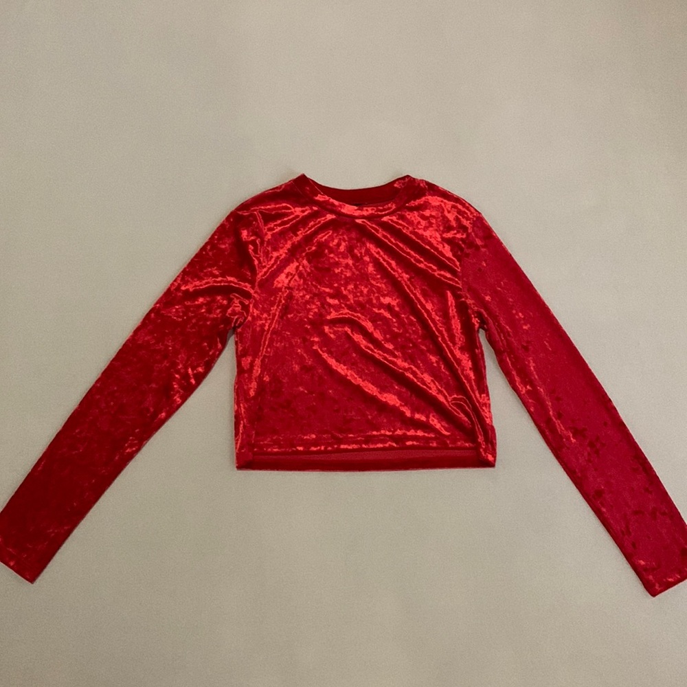 Red Velvet Long-Sleeved Crop Top